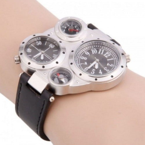 Navigator Sports GMT Dual Time & Compass & Thermometer Wrist Watch, Unique Quartz Watch For Men Fashion